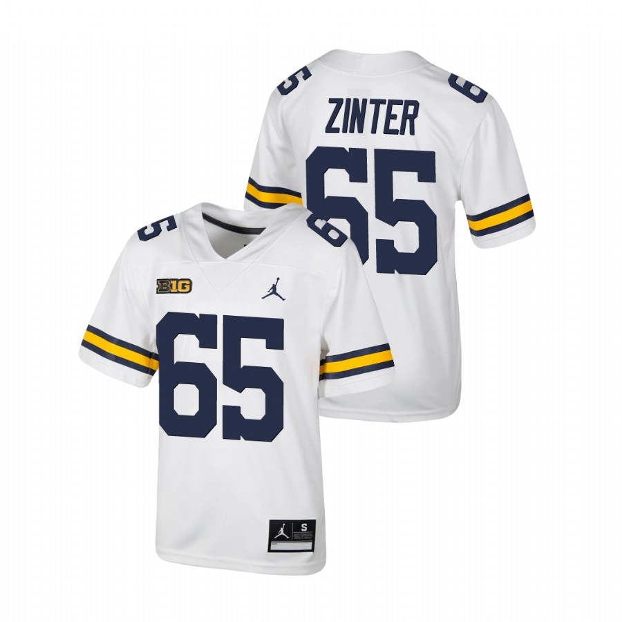 Michigan Wolverines Youth NCAA Zak Zinter #65 White Untouchable College Football Jersey LWI8149ZC